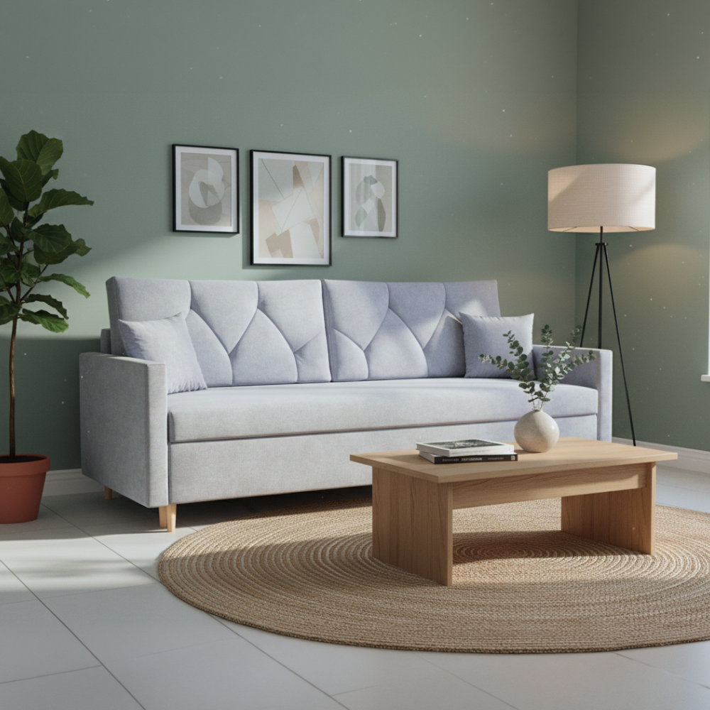 Canapea extensibilă VISEU, gri deschis, 217x87x97 cm Kondela