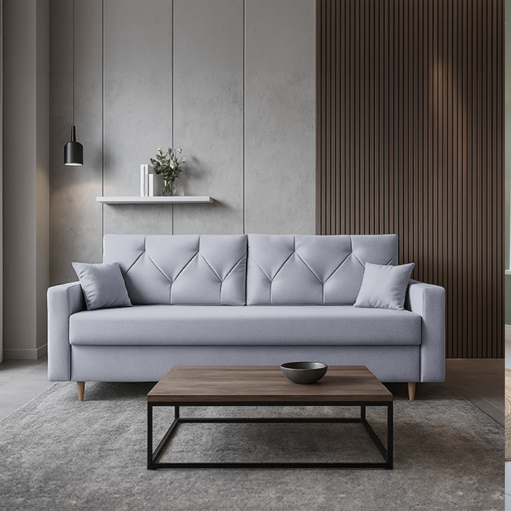 Canapea extensibilă VISEU, gri deschis, 217x87x97 cm Kondela