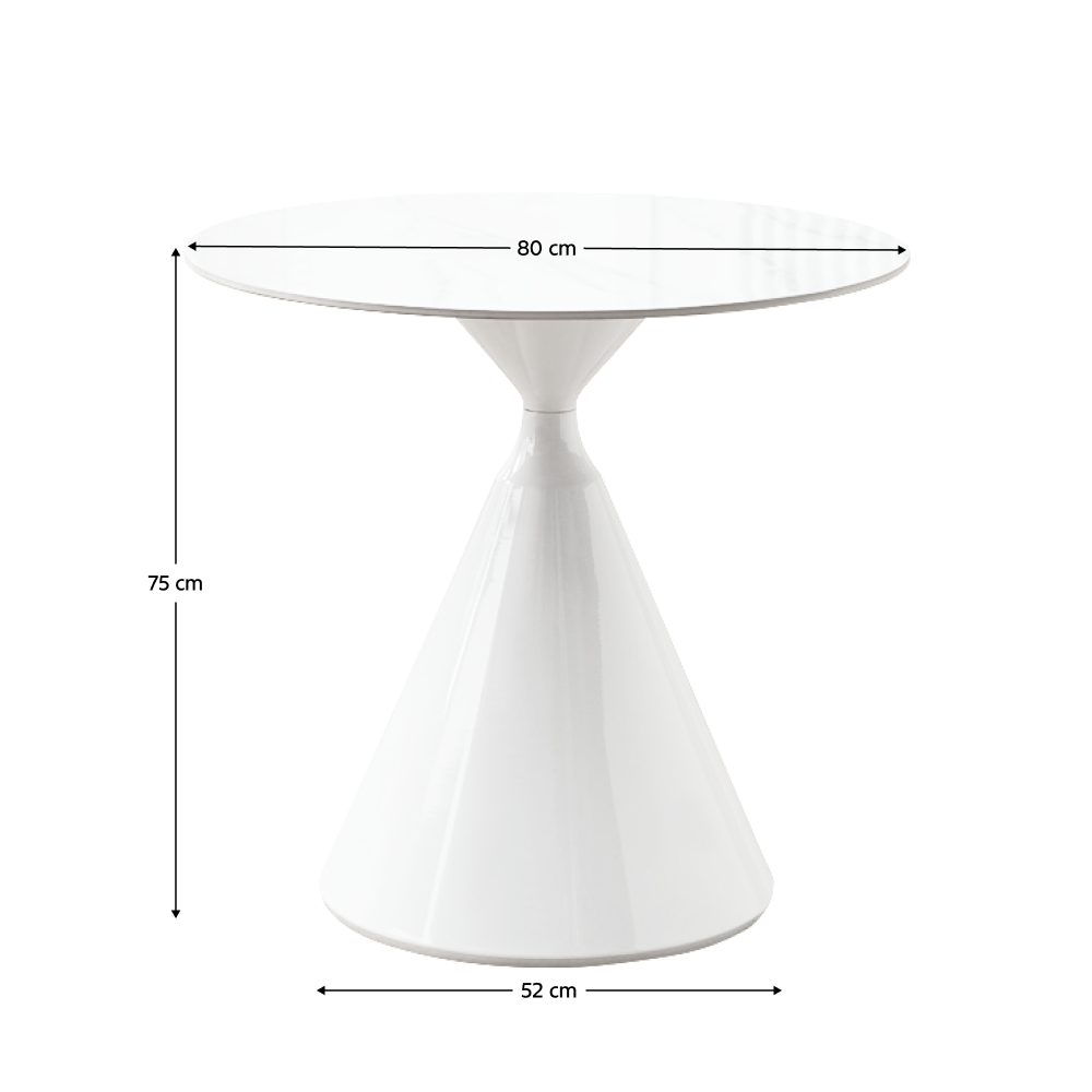 Masă de sufragerie CARVOEIRO, marmură deschisă/albă, diametru 80 cm Kondela