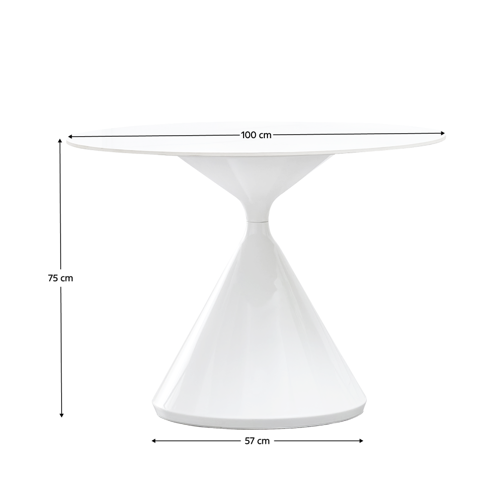 Masă de sufragerie CARVOEIRO TIP 2, marmură deschisă/albă, diametru 100 cm Kondela