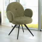 Scaun pivotant COLLIOURE, verde/negru, țesătură Bouclé/metal, 64.5x62x86 cm Kondela