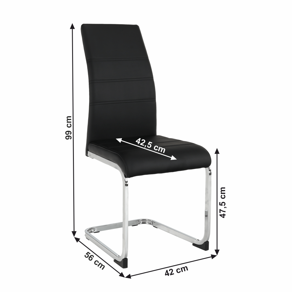 Scaun dining COMPIEGNE, negru / crom, piele eco, 42x56x99 cm Kondela