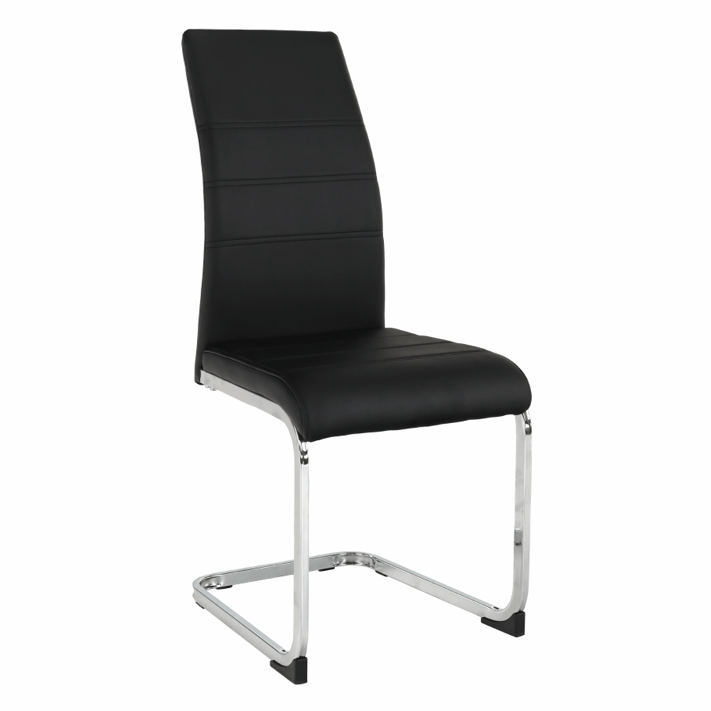 Scaun dining COMPIEGNE, negru / crom, piele eco, 42x56x99 cm Kondela
