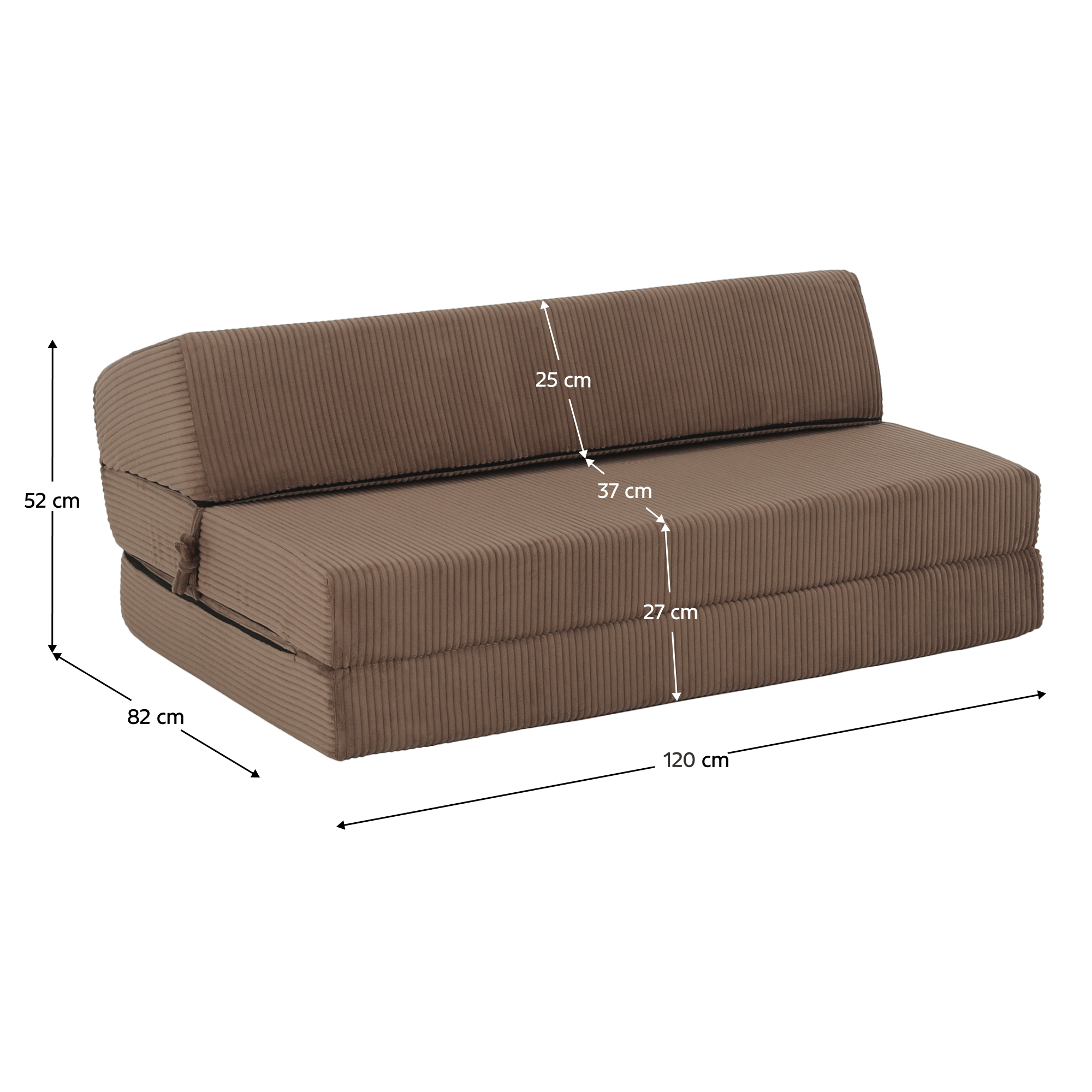 Saltea pliabilă/fotoliu extensibil SOURE, 2 in 1, maro deschis, 120x82x52 cm Kondela