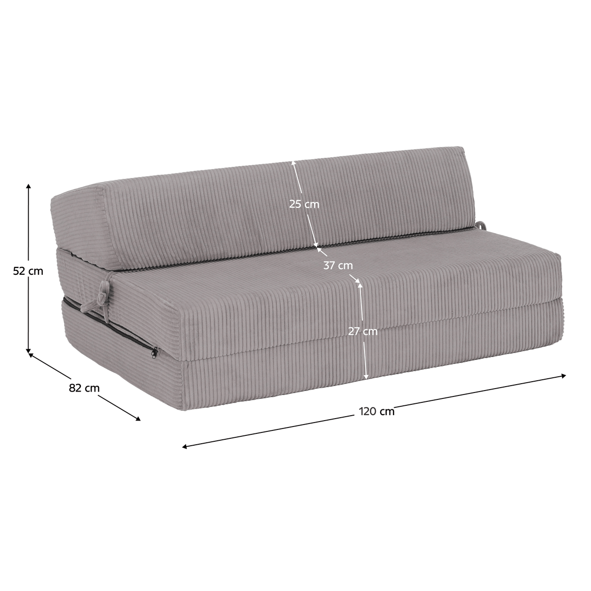 Saltea pliabilă/fotoliu extensibil, 2 in 1, gri, VEDIS Kondela