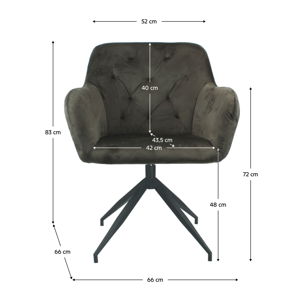 Scaun pivotant BAGNARA, țesătură de catifea maro/negru, țesătură din catifea, 66x66x83 cm Kondela