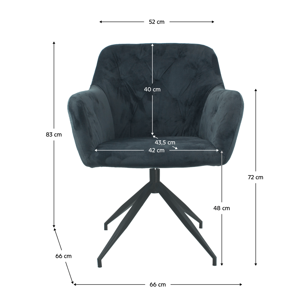 Scaun pivotant BAGNARA, țesătură de catifea gri închis/negru, 66x66x83 cm Kondela