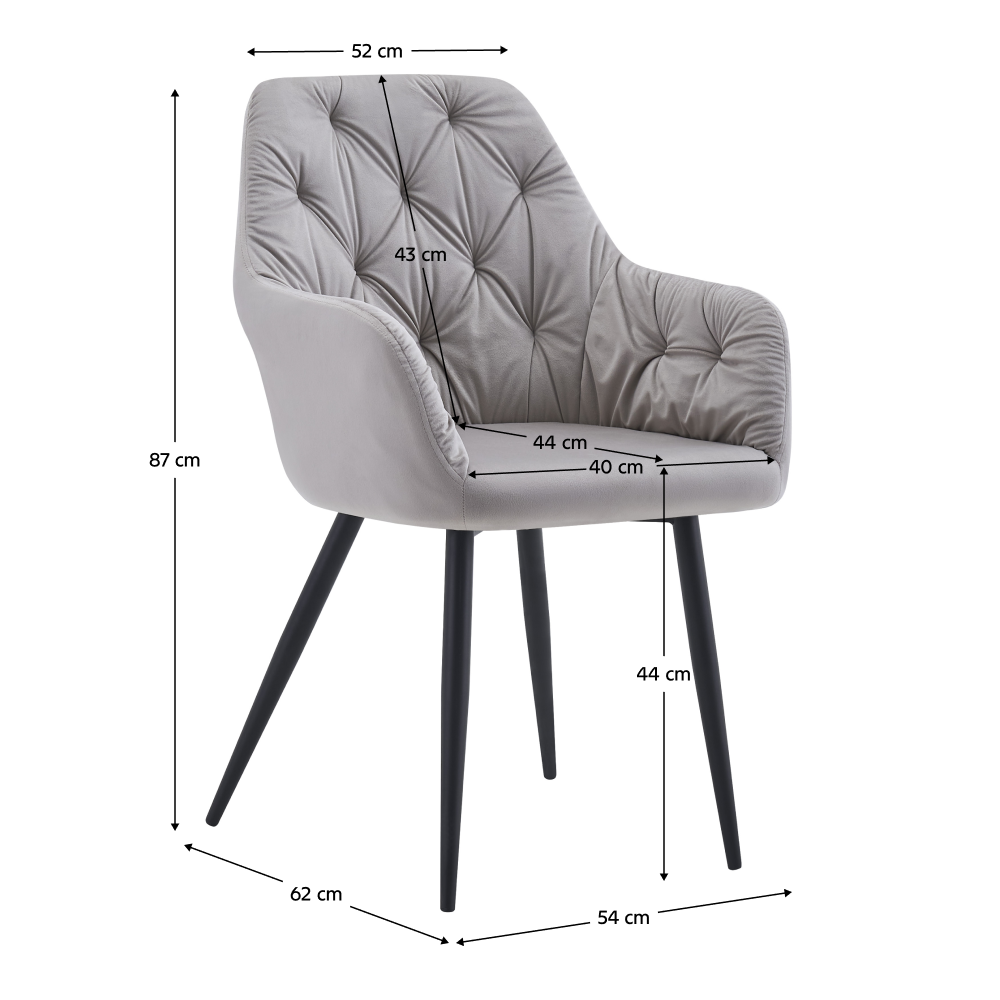 Fotoliu de design SILVI, material Velvet gri, țesătură Velvet/metal, 54x62x87 cm Kondela