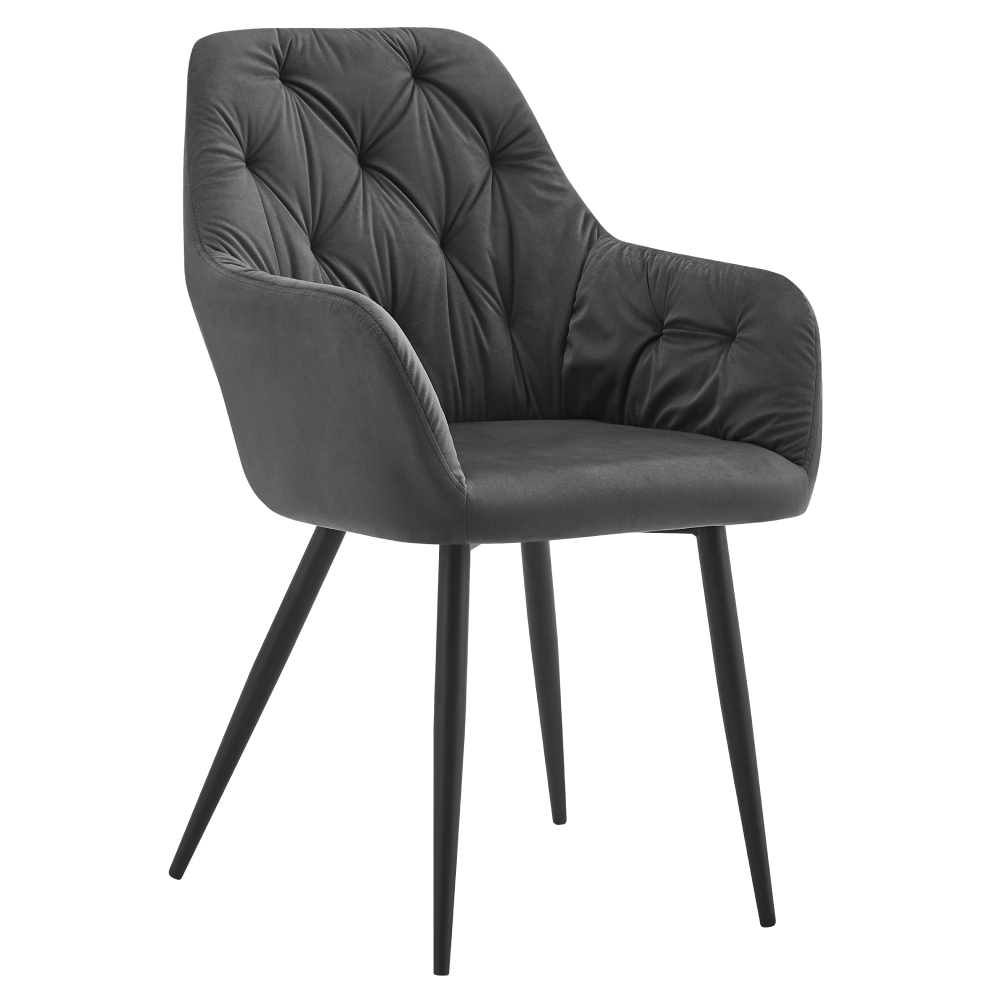 Fotoliu de design SILVI, material Velvet gri închis, țesătură Velvet/metal, 54x62x87 cm Kondela