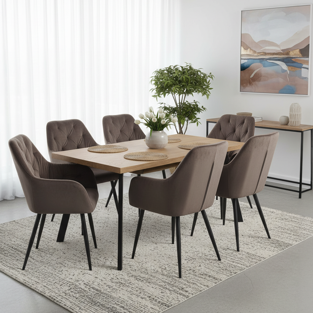 Fotoliu de design SILVI, material Velvet maro, țesătură Velvet/metal, 54x62x87 cm Kondela