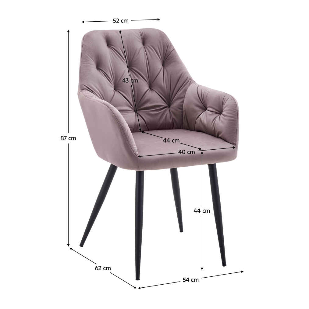 Fotoliu de design SILVI, material Velvet roz, țesătură Velvet/metal, 54x62x87 cm Kondela