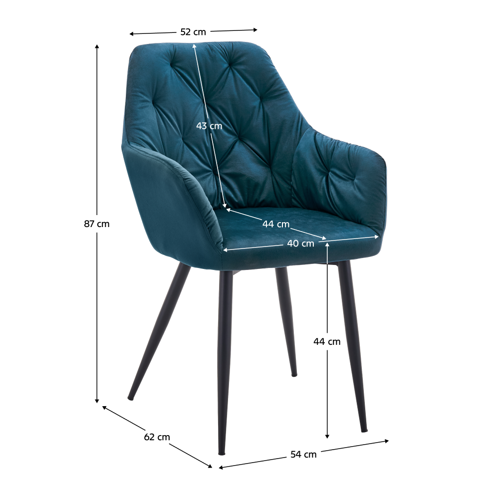 Fotoliu de design SILVI, material Velvet turcoaz, țesătură Velvet/metal, 54x62x87 cm Kondela