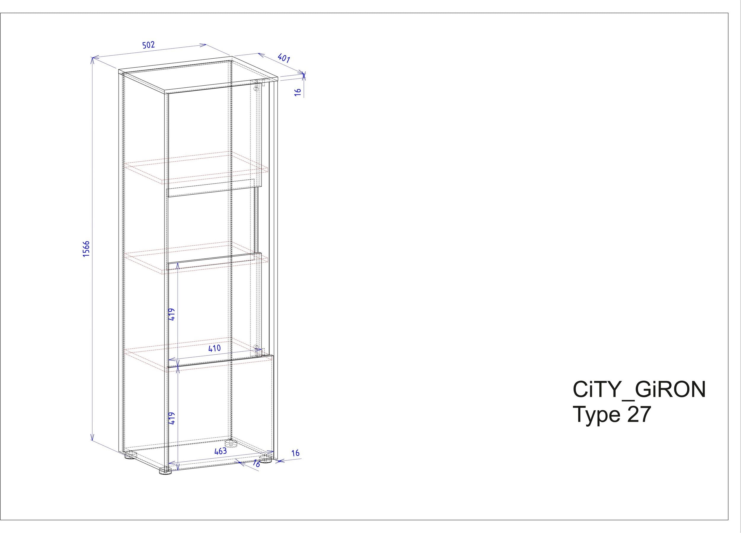 Vitrina Giron, Gri, 50 cm Arboteca