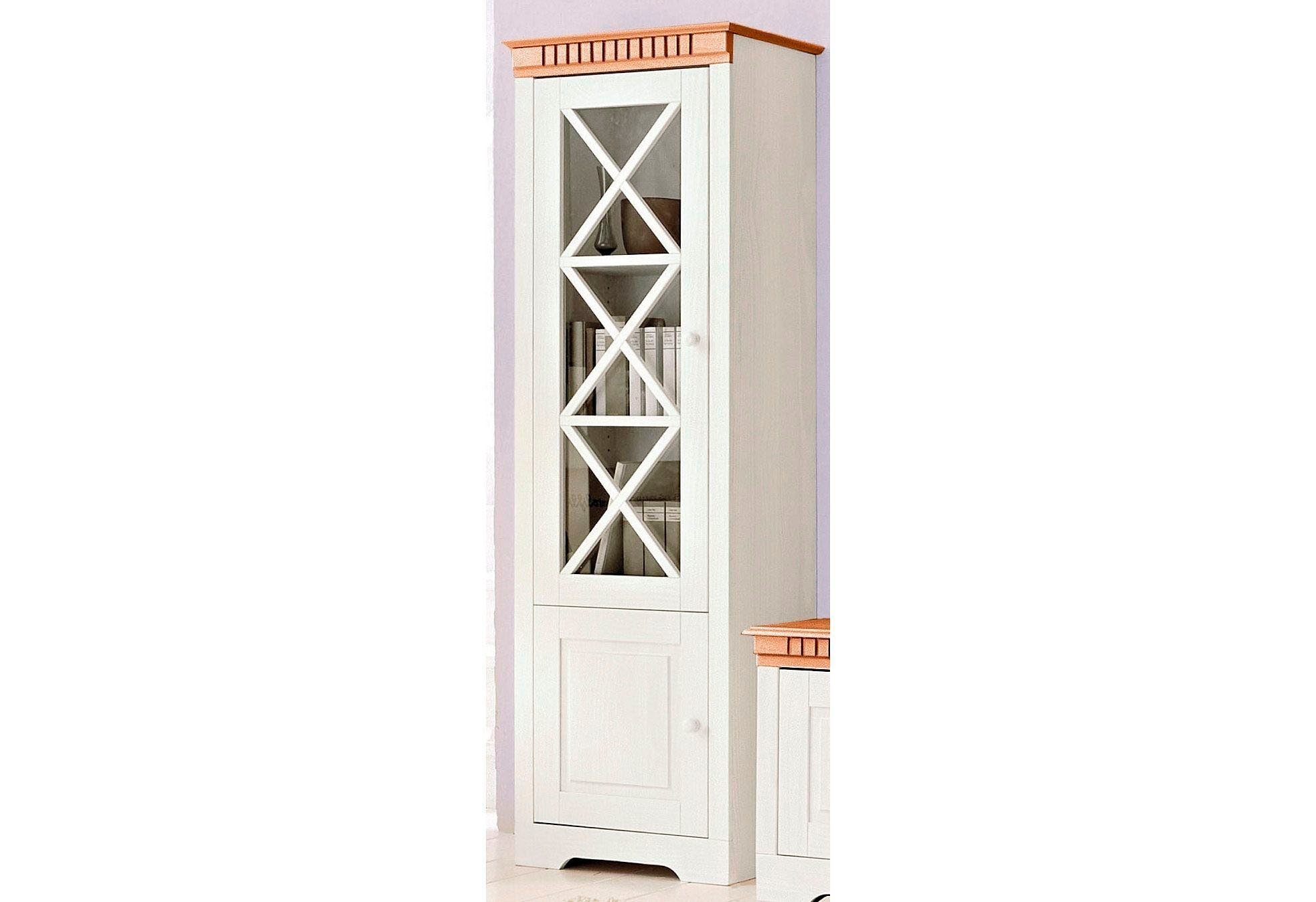 Vitrină Lisa 60 × 180 cm, pin masiv, ușă de sticlă Arboteca