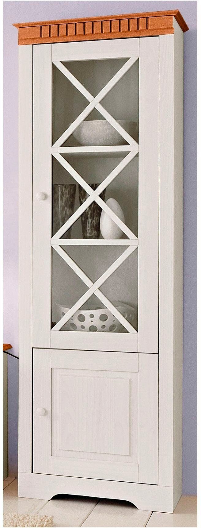Vitrină Lisa 60 × 180 cm, pin masiv, ușă de sticlă Arboteca