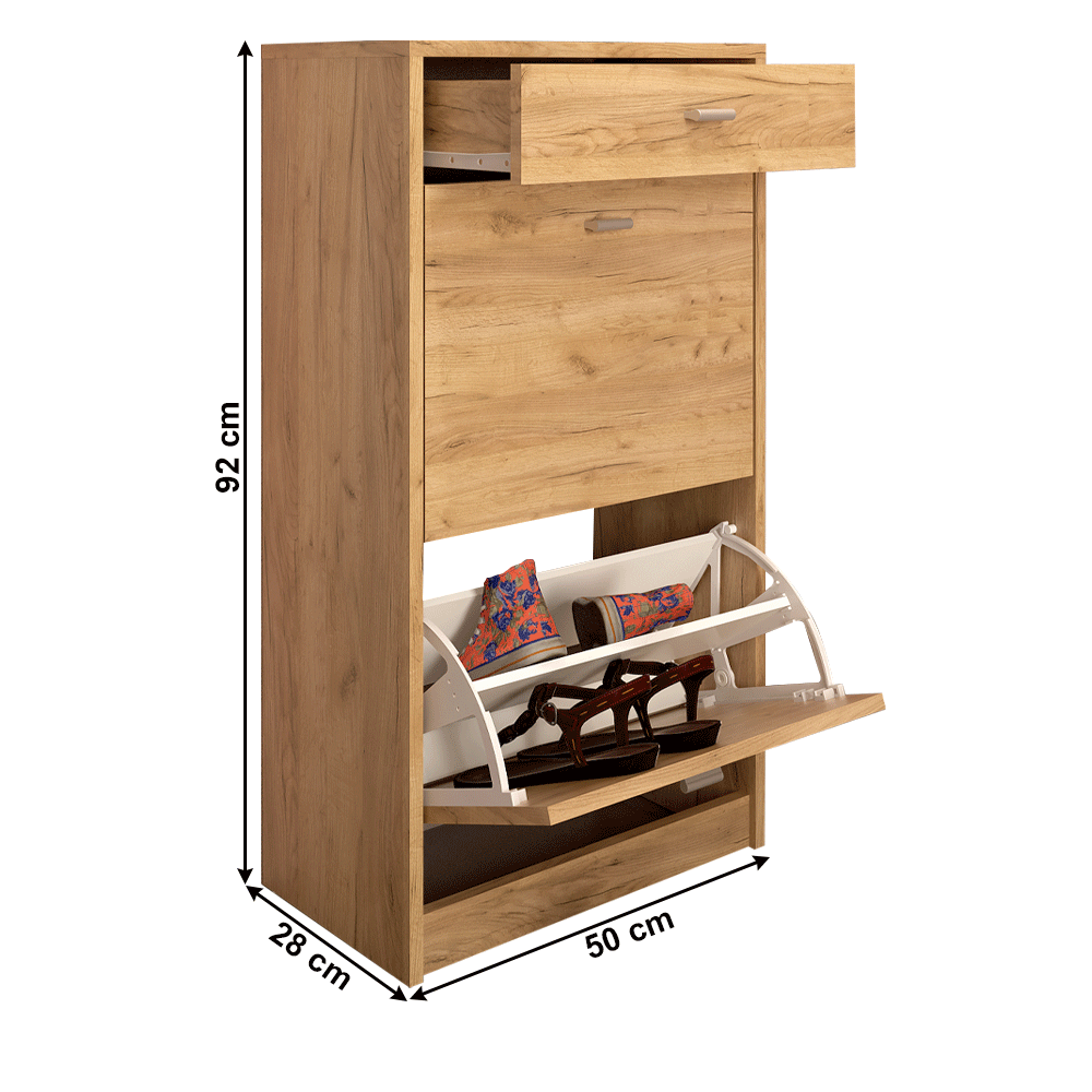 Pantofar 2 compartimente cu sertar ASCOLI TIP 1, artisan, 50x28x92 cm Kondela
