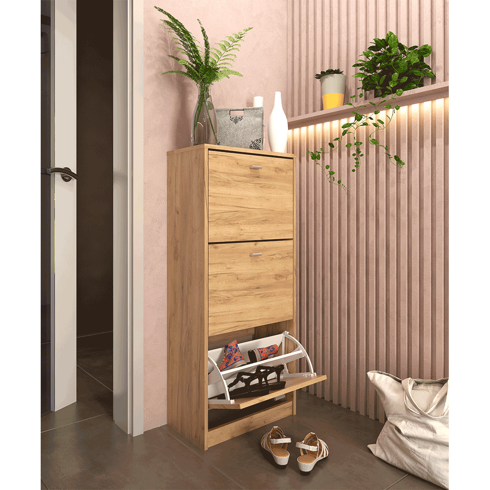 Pantofar 3 compartimente ASCOLI TIP 2, artisan, 50x28x116 cm Kondela