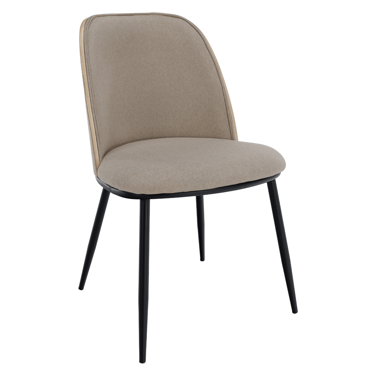 Scaun de sufragerie, bej-maroniu/lemn natural/negru, 50x59x83 cm Kondela
