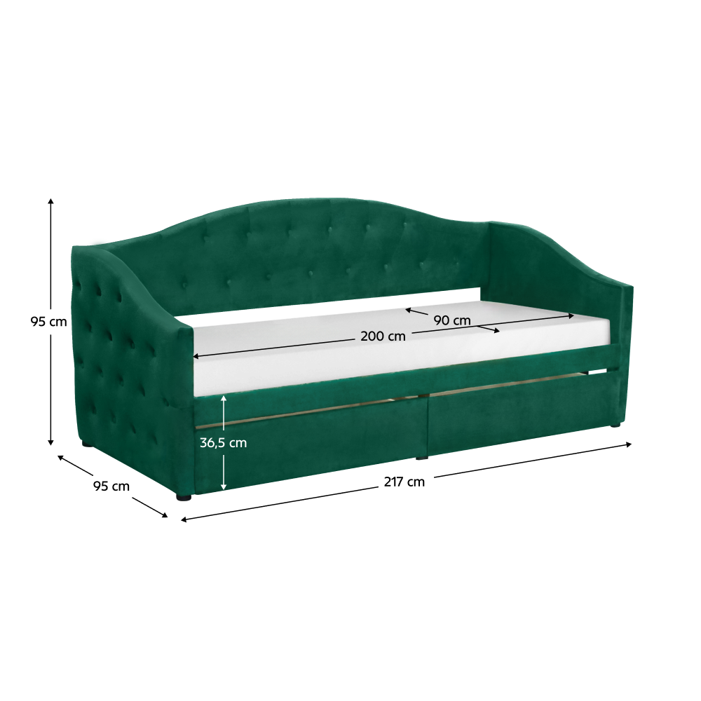 Pat cu spaţiu de depozitare, 90x200, ţesătură Velvet catifea, ZASKA Kondela