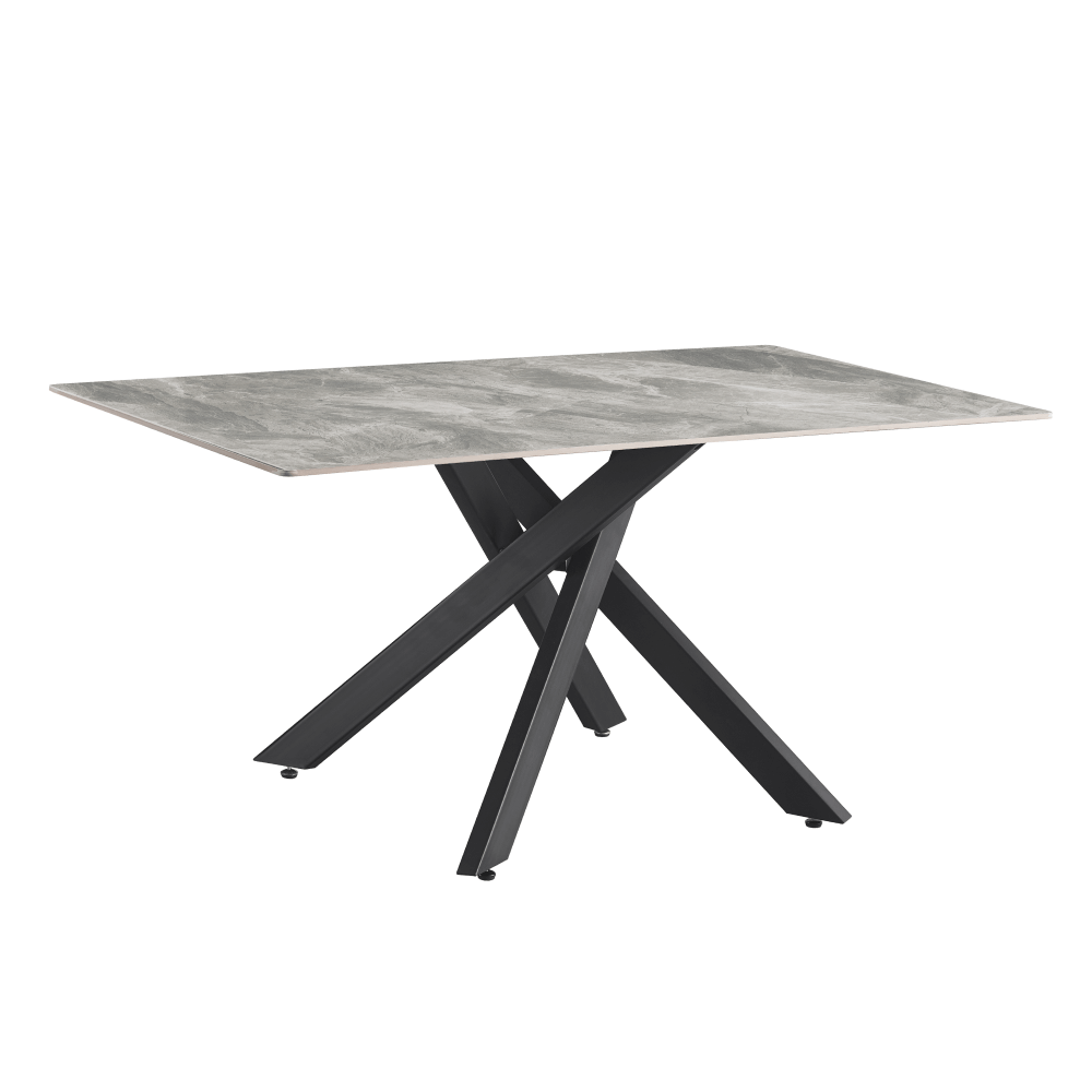 Masă dining, gri deschis/neagră, 160x90 cm, ZENOS Kondela
