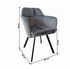 Fotoliu MALAUCENE, material de catifea gri/negru, țesătură Velvet/metal, 60x60x86 cm Kondela