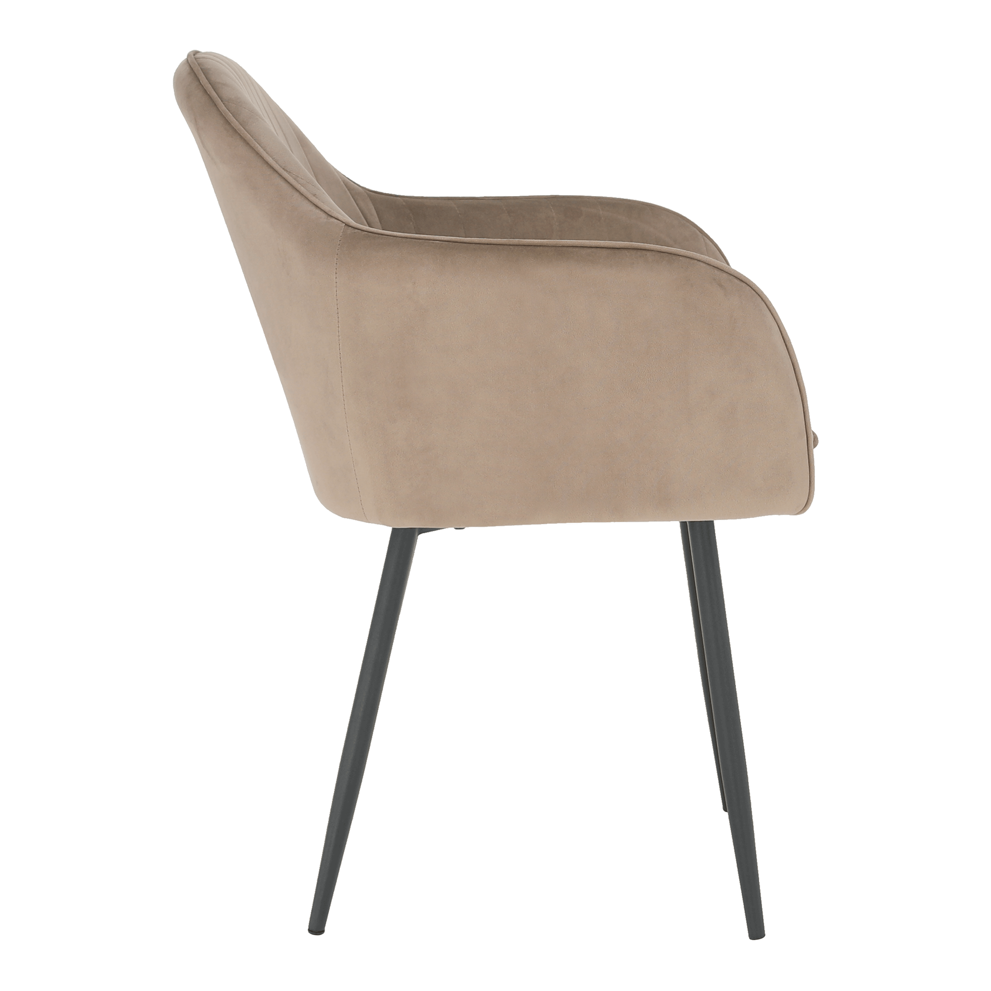 Fotoliu de design BASSANO, catifea Velvet gri maroniu Taupe, catifea/metal, 56x55x82 cm Kondela