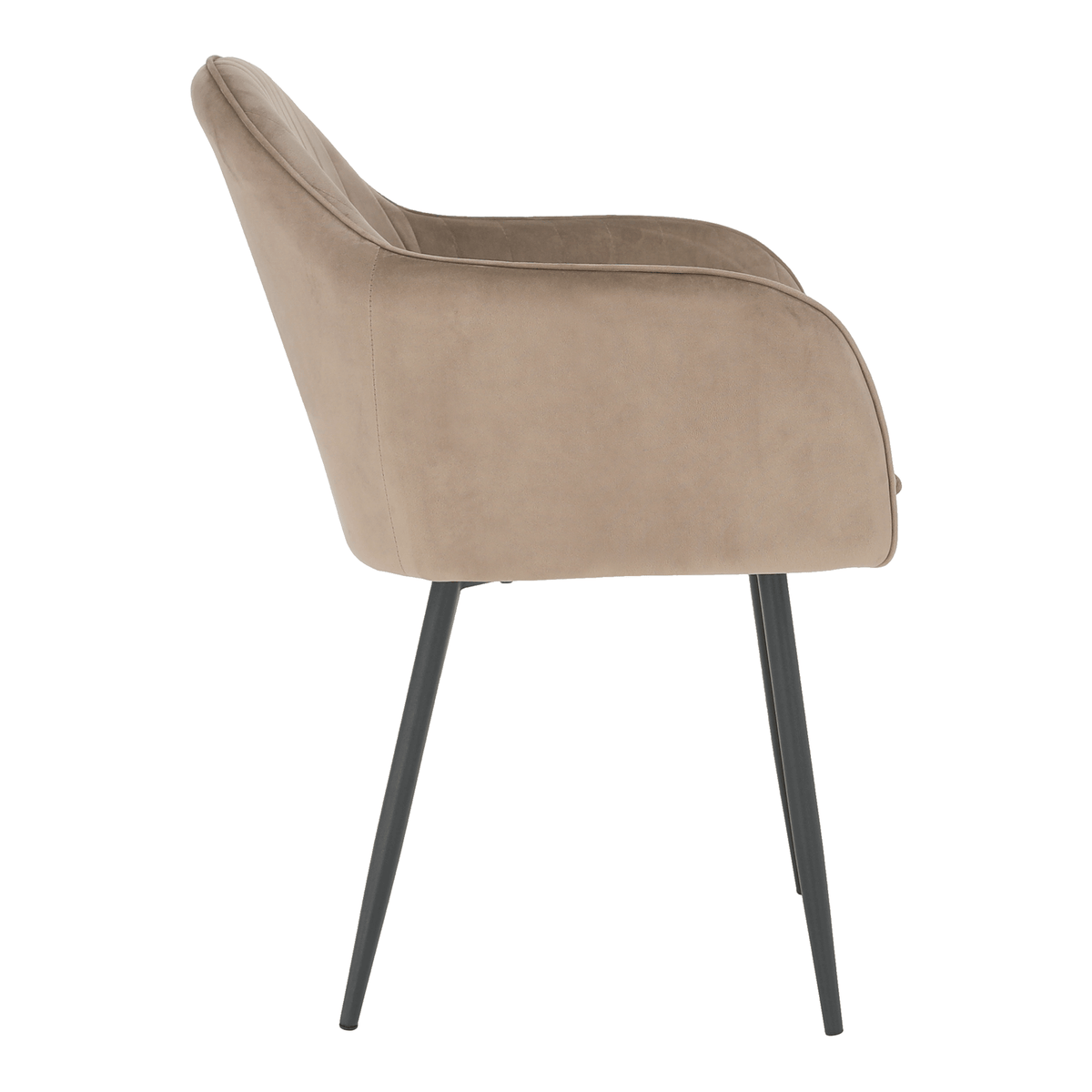Fotoliu de design BASSANO, catifea Velvet gri maroniu Taupe, catifea/metal, 56x55x82 cm Kondela