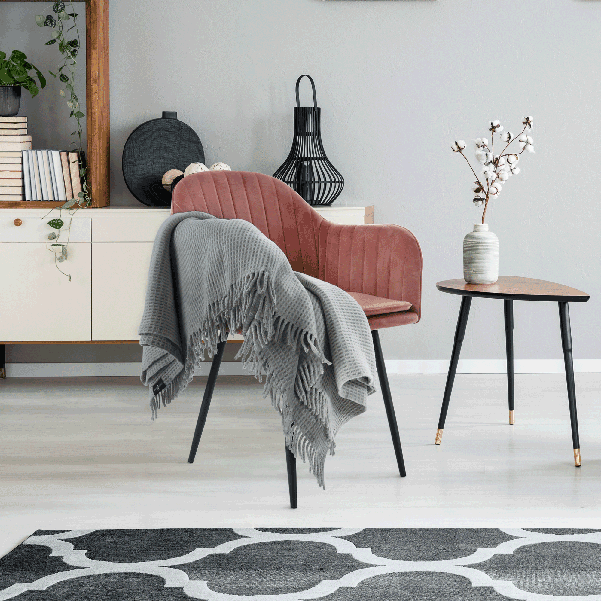 Fotoliu de design BASSANO, catifea Velvet roz maroniu, catifea/metal, 56x55x82 cm Kondela