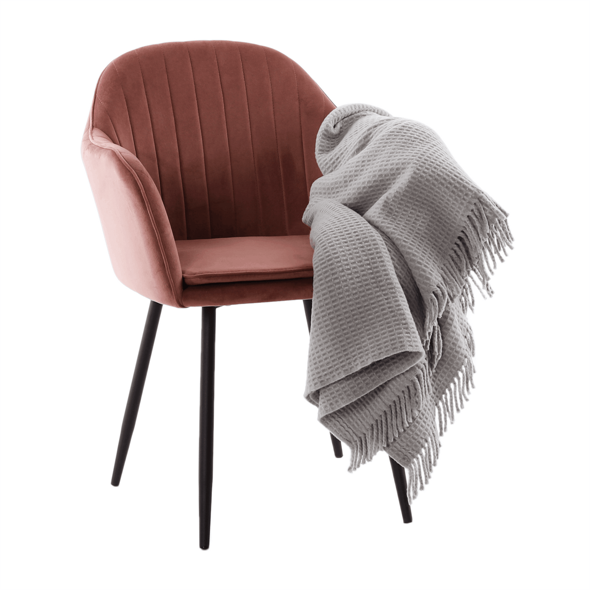 Fotoliu de design BASSANO, catifea Velvet roz maroniu, catifea/metal, 56x55x82 cm Kondela