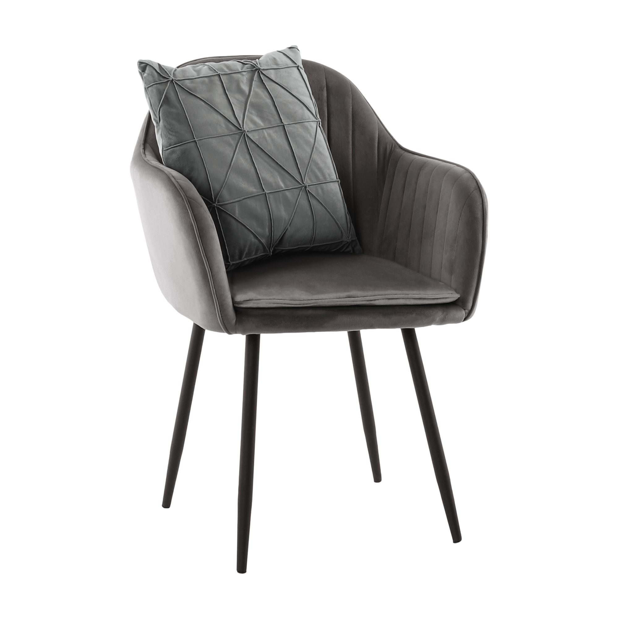Fotoliu de design BASSANO, țesătură catifea gri, catifea/metal, 56x55x82 cm Kondela