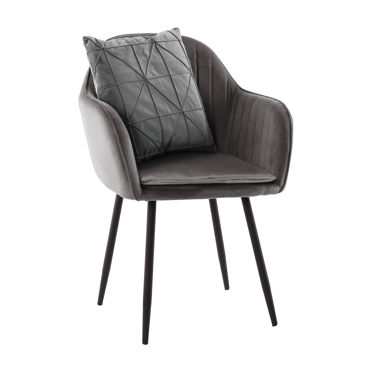 Fotoliu de design BASSANO, țesătură catifea gri, catifea/metal, 56x55x82 cm Kondela