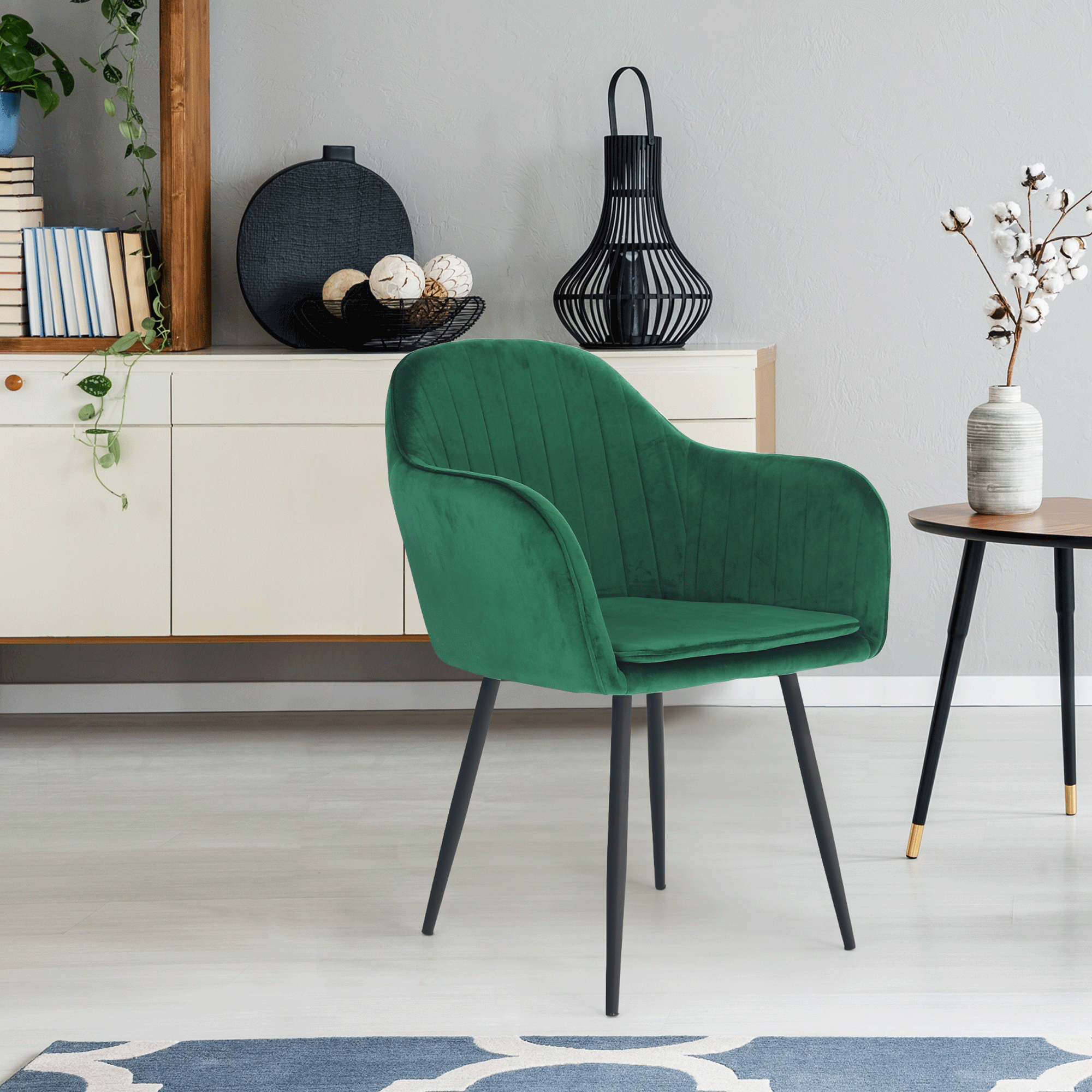 Fotoliu de design BASSANO, catifea Velvet smarald, catifea/metal, 56x55x82 cm Kondela