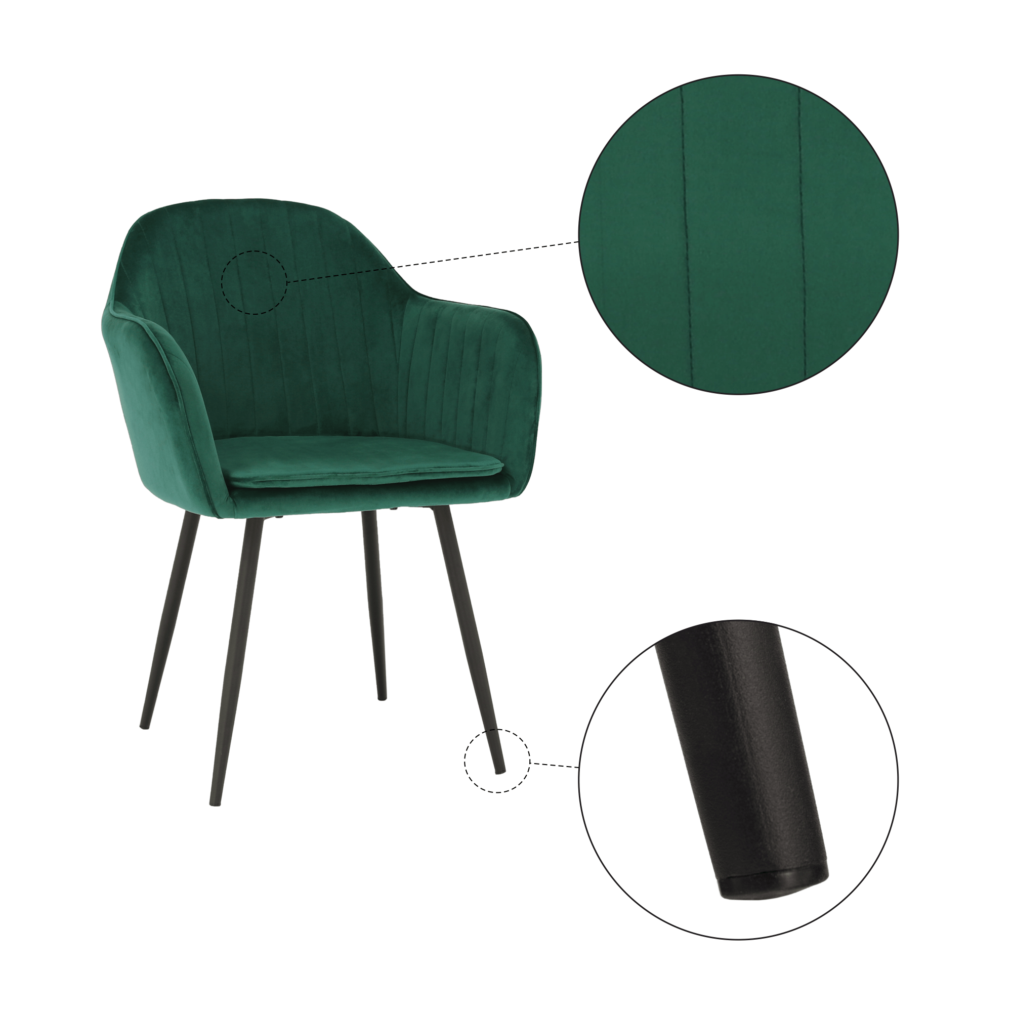 Fotoliu de design BASSANO, catifea Velvet smarald, catifea/metal, 56x55x82 cm Kondela