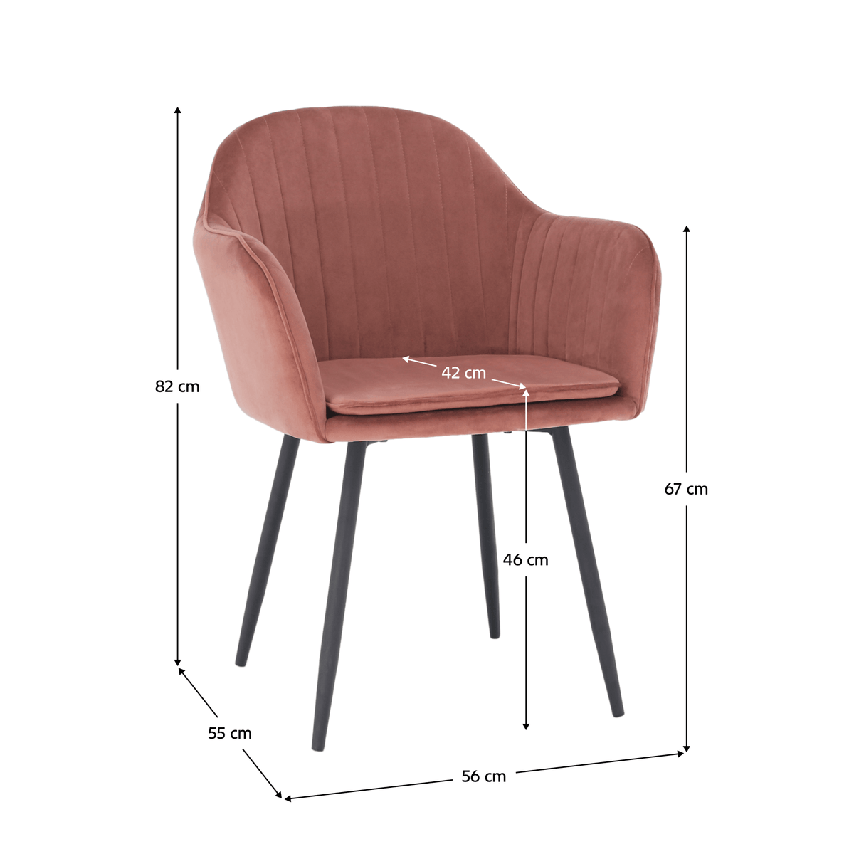 Fotoliu de design BASSANO, catifea Velvet roz maroniu, catifea/metal, 56x55x82 cm Kondela