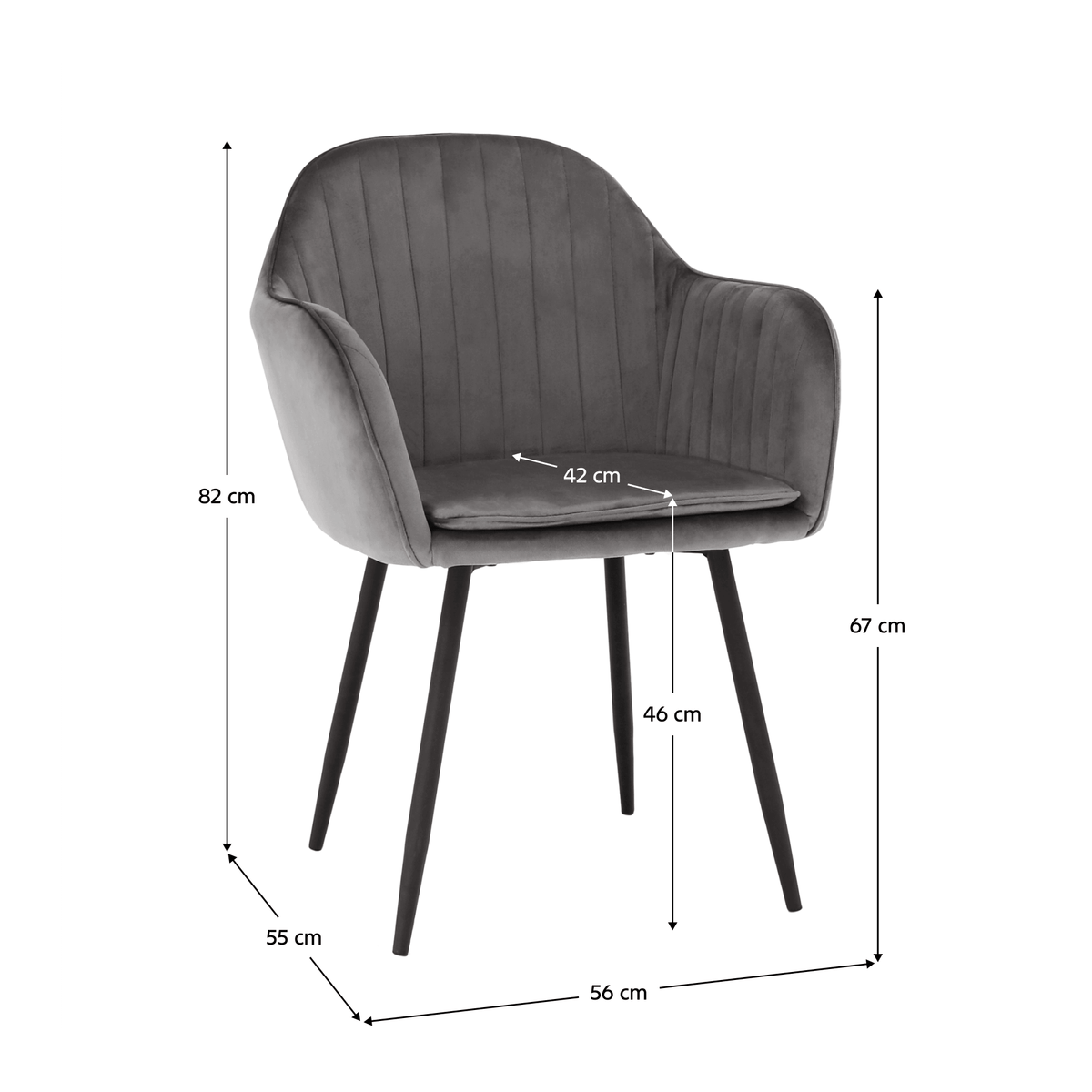 Fotoliu de design BASSANO, țesătură catifea gri, catifea/metal, 56x55x82 cm Kondela