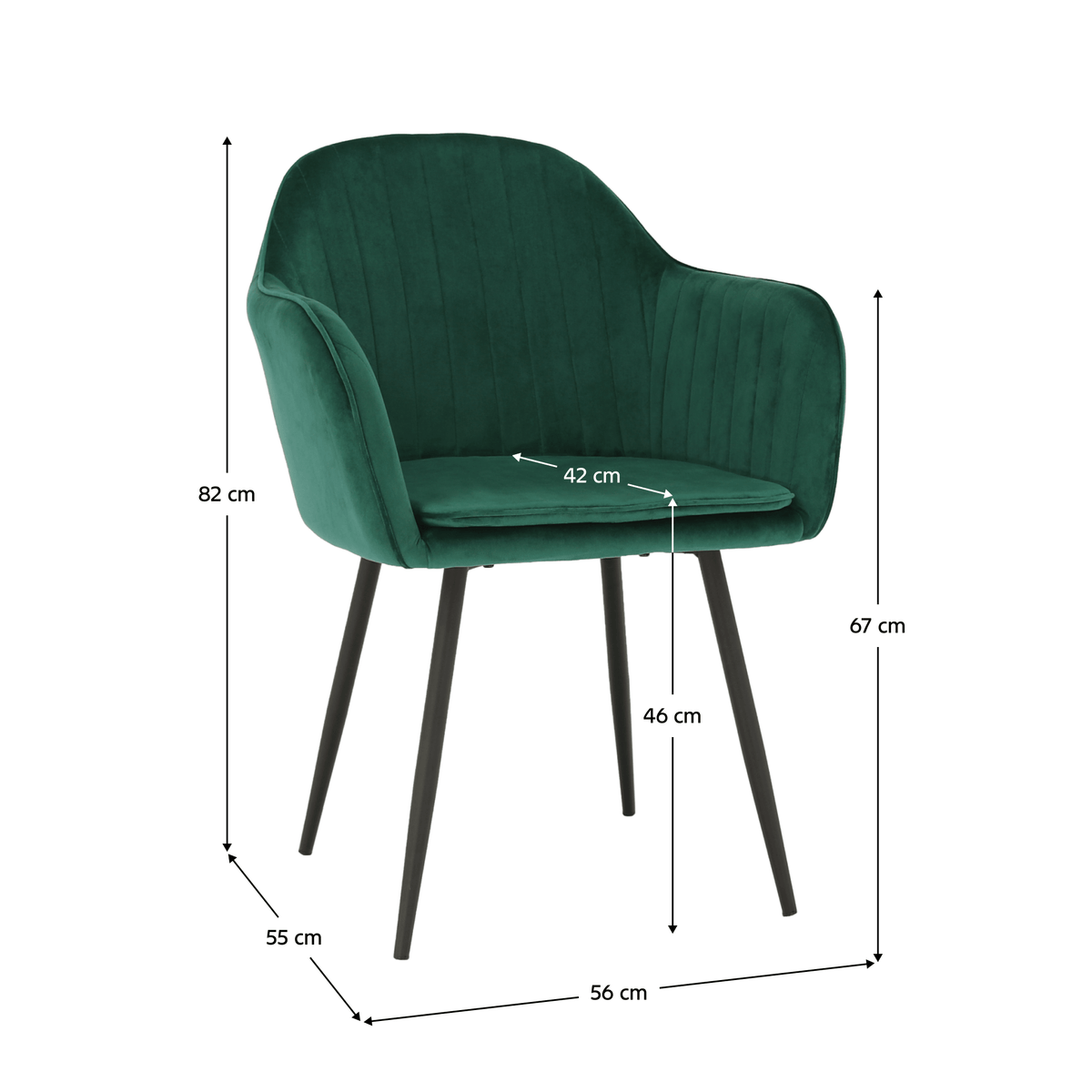 Fotoliu de design BASSANO, catifea Velvet smarald, catifea/metal, 56x55x82 cm Kondela