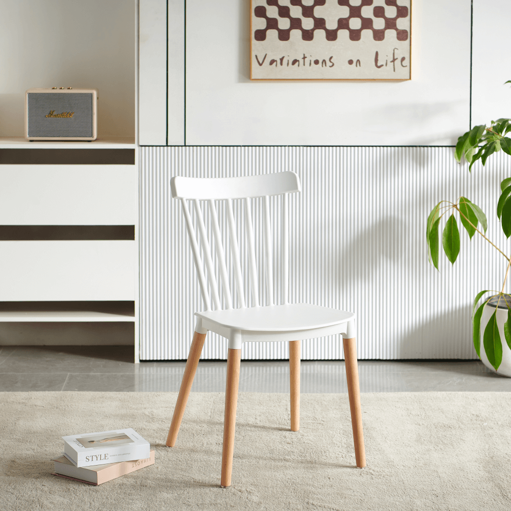 Scaun dining ROSAS, alb / fag, 54x44x83 cm Kondela