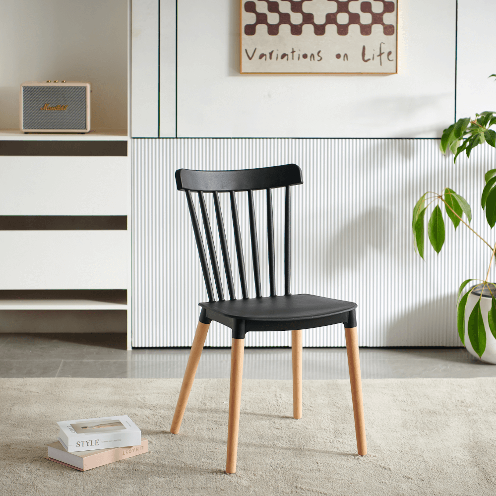 Scaun dining ROSAS, negru / fag, 54x44x83 cm Kondela