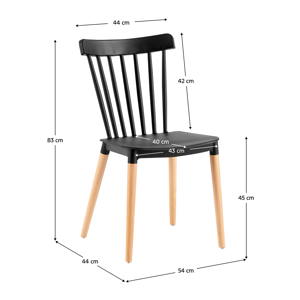 Scaun dining ROSAS, negru / fag, 54x44x83 cm Kondela